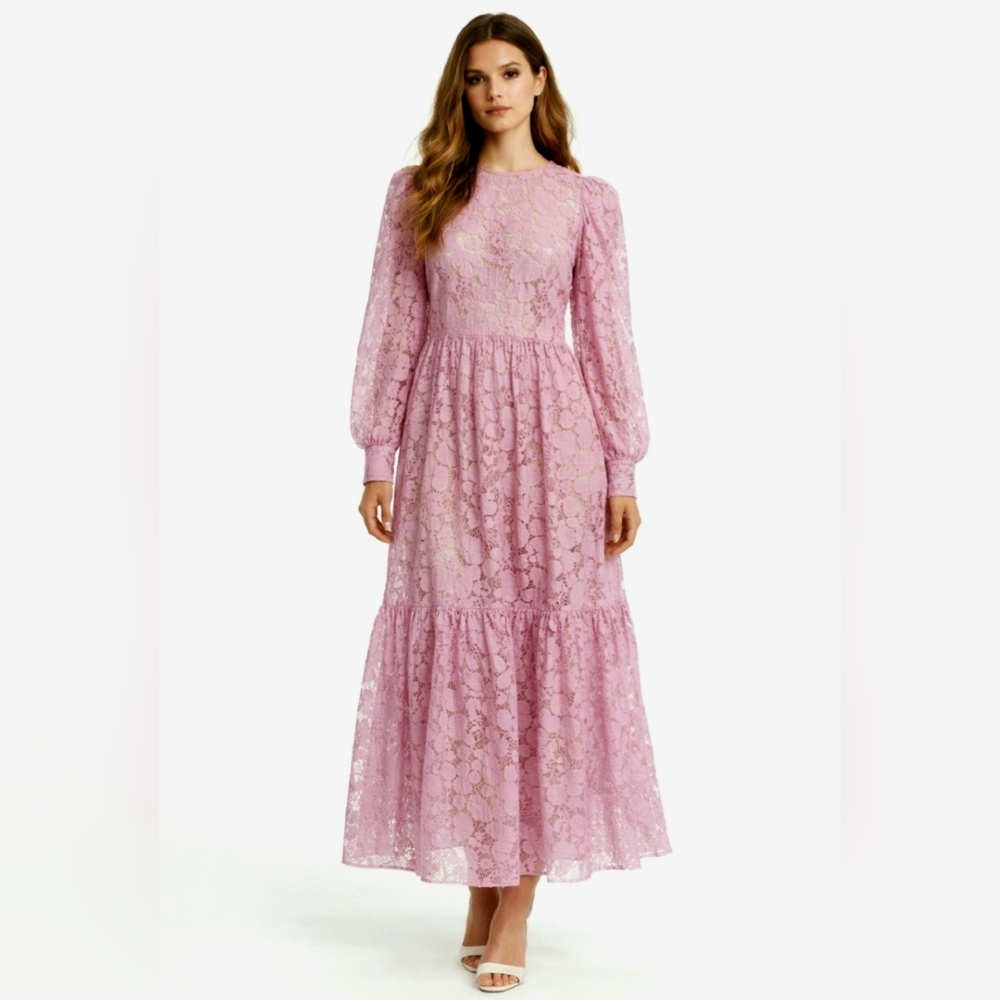Mr. Larkin May Orchid Pink Cuore Lace Prairie Maxi Dress XS Romantic Designer